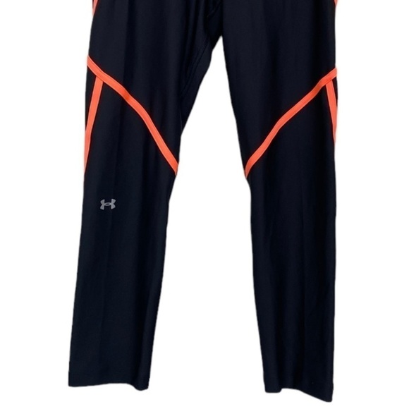 UNDER Armour Black & Orange Workout Running Heat Gear Compression Leggings Large - Picture 4 of 11